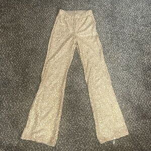 Gold Sequin Flare Pants SZ S
